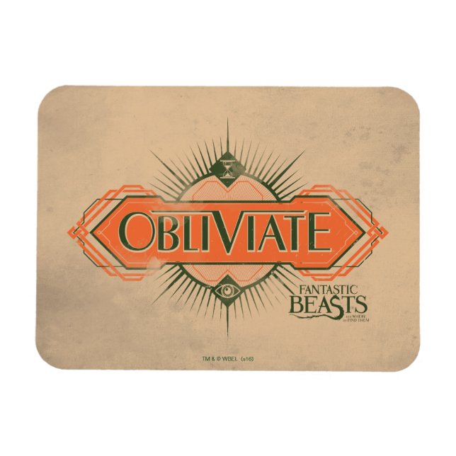 Orange Art Deco Obliviate Spell Graphic Magnet (Horizontal)