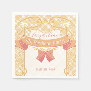 Orange Art Nouveau Princess Birthday Napkin