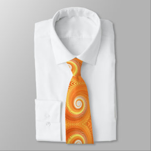 Orange Artistic Spiral Spin stripes, modern fracta Tie