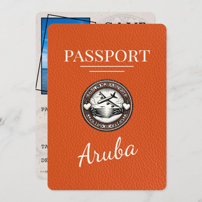 Orange Aruba Passport Save The Date (Front/Back)