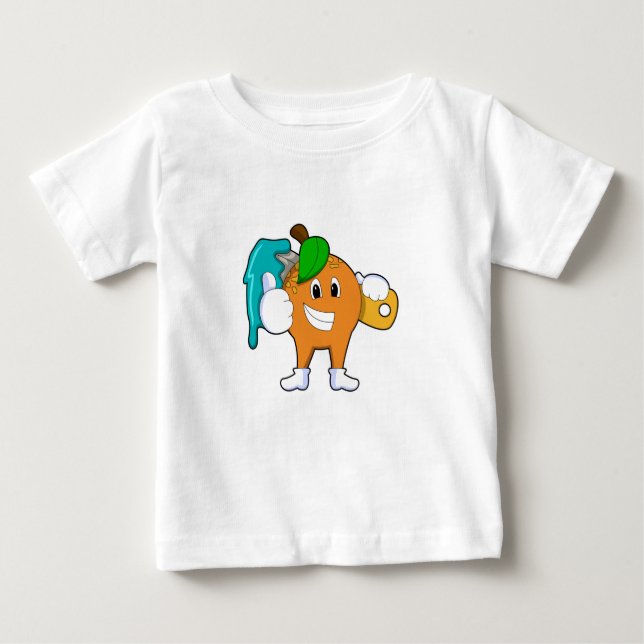 Orange as Painter with Paint brush Baby T-Shirt (Front)