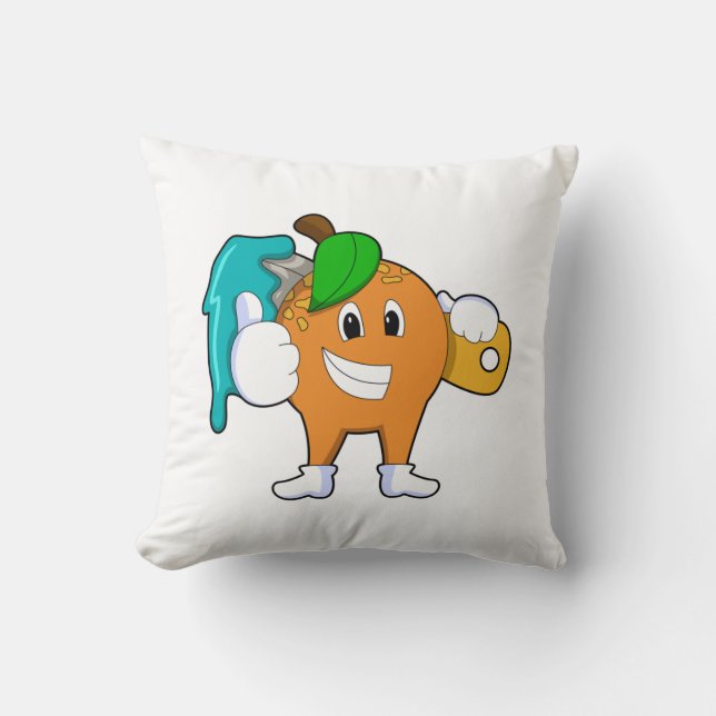 Orange as Painter with Paint brush Cushion (Front)
