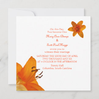 Orange Asiatic Lily Wedding Invitation