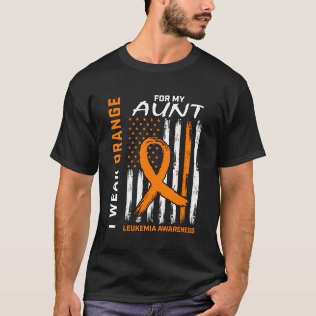 Orange Aunt Leukaemia Awareness Products American  T-Shirt (Front)