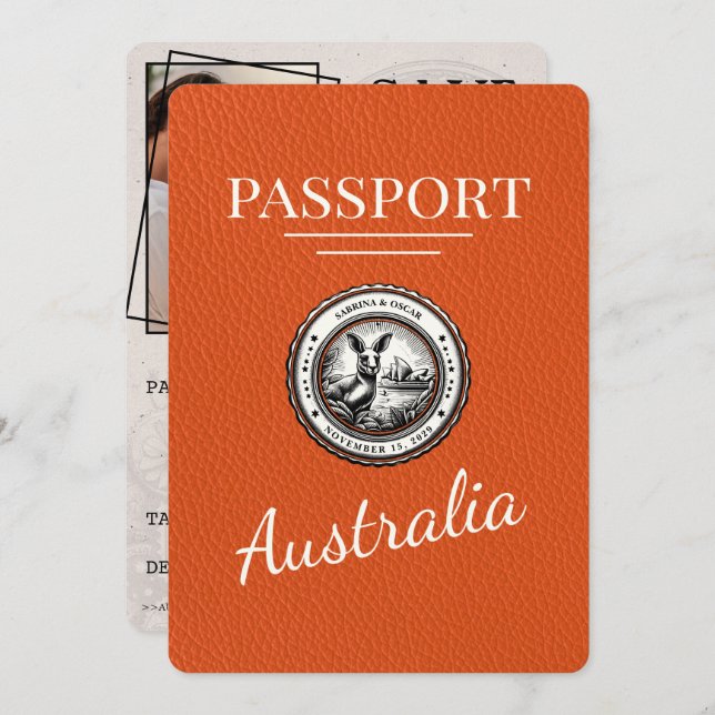Orange Australia Passport Save The Date (Front/Back)