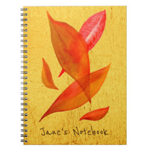 Orange Autumn Fall seasonal leaf art Notebook