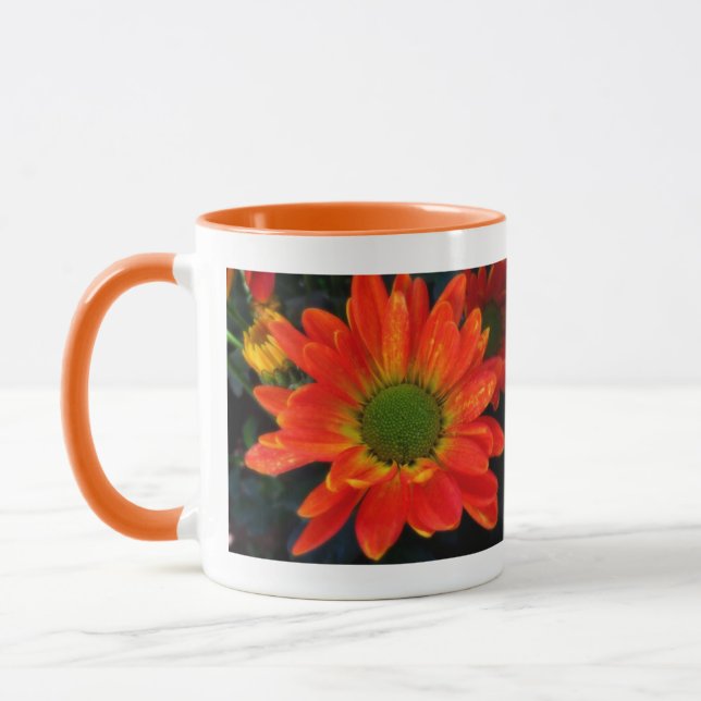 Orange Autumn Flower Beverage Mug (Left)