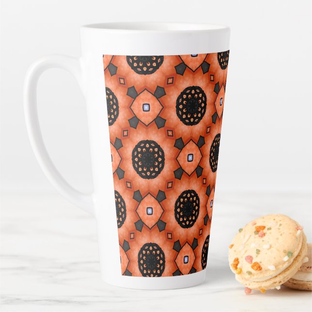 Orange Autumn Flower Latte Mug (In Situ)