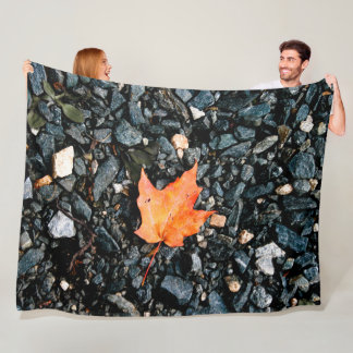 Orange Autumn Leaf Fleece Blanket