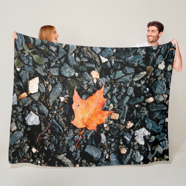 Orange Autumn Leaf  Fleece Blanket (In Situ)