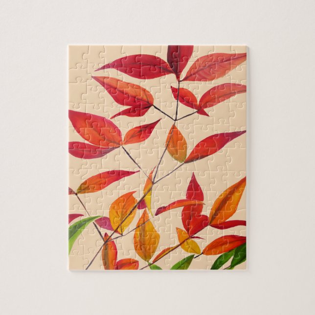 Orange Autumn leaves original watercolour art Jigsaw Puzzle (Vertical)