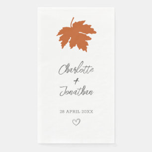 Orange Autumn Maple Leaf Wedding Napkin