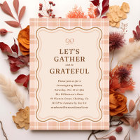 Orange Autumn Plaid Pattern Friendsgiving Dinner
