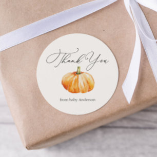 Orange Autumn Pumpkin Thank You Classic Round Sticker
