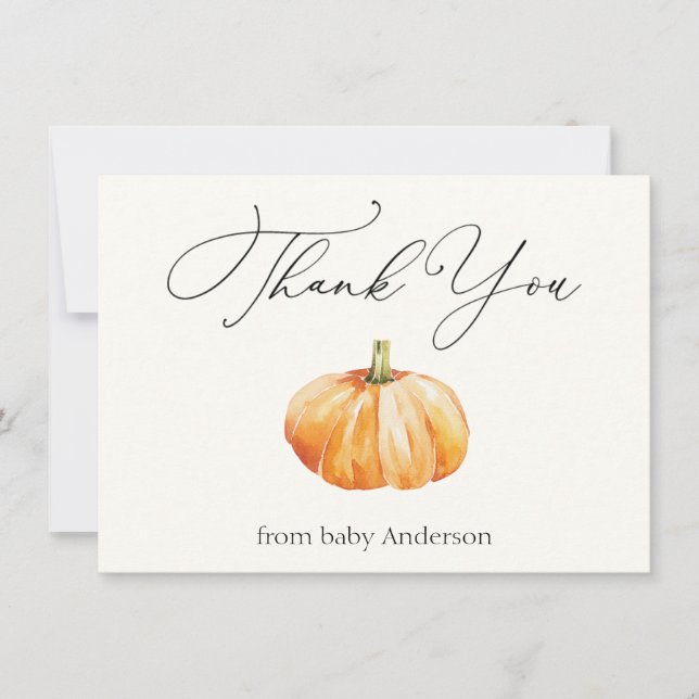 Orange Autumn Pumpkin Thank You Note Card (Front)