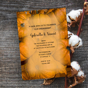 Orange Autumn Pumpkins Engagement Party Invitation