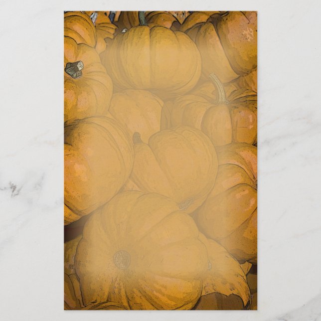 Orange Autumn Pumpkins Stationery (Front)