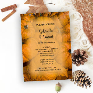 Orange Autumn Pumpkins Wedding Invitation