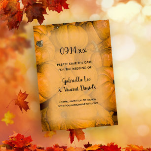 Orange Autumn Pumpkins Wedding Save the Date