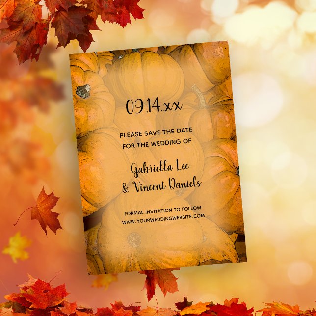 Orange Autumn Pumpkins Wedding Save the Date (Creator Uploaded)