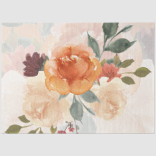 Orange autumn watercolor floral  tissue paper