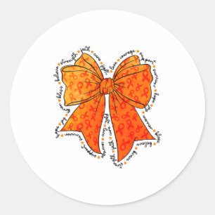 Orange Awareness Bow Supporting Multiple Sclerosis Classic Round Sticker