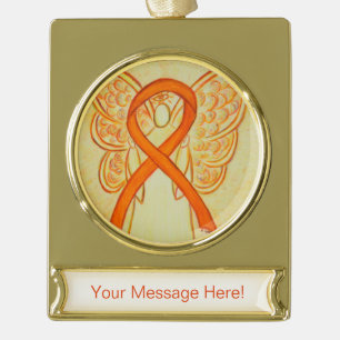 Orange Awareness Ribbon Angel Art Custom Ornament
