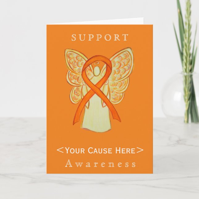 Orange Awareness Ribbon Angel Customised Card (Front)