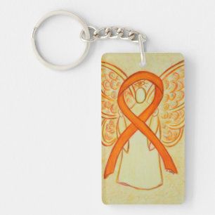 Orange Awareness Ribbon Angel Customised Key chain