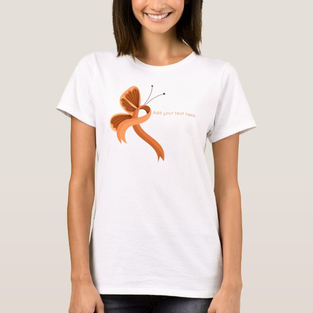 Orange Awareness Ribbon Butterfly T-Shirt (Front)