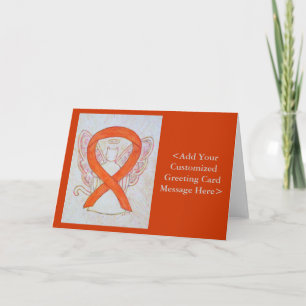 Orange Awareness Ribbon Cat Angel Custom Cards