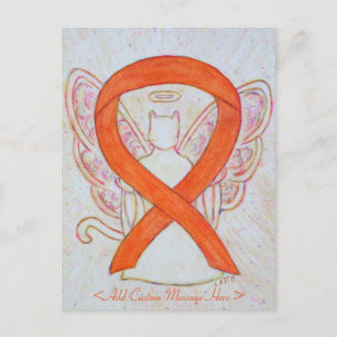 Orange Awareness Ribbon Cat Angel Custom Postcard