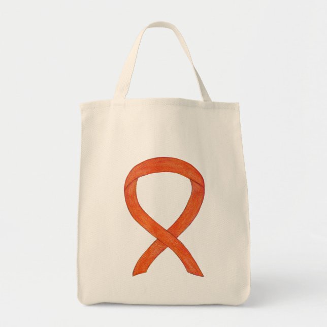 Orange Awareness Ribbon Custom Art Tote Bag (Front)