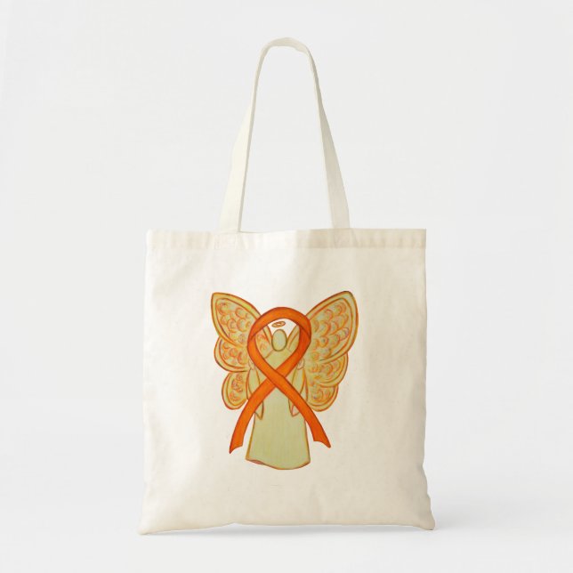 Orange Awareness Ribbon Custom Art Tote Bag (Front)