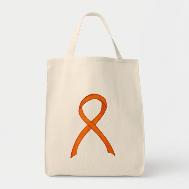 Orange Awareness Ribbon Custom Art Tote Bag (Front)