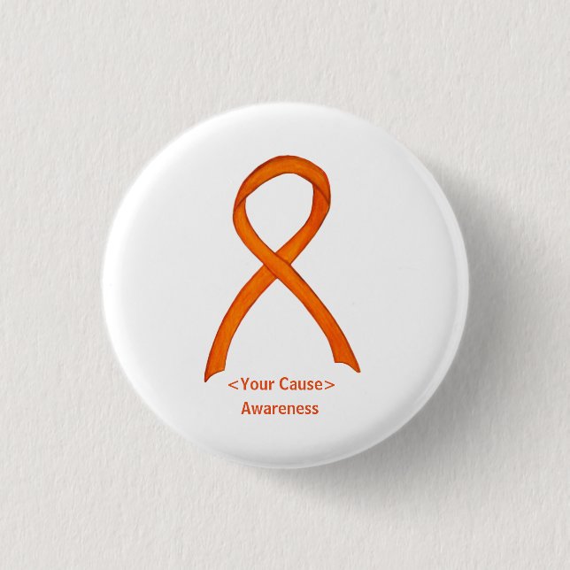 Orange Awareness Ribbon Custom Buttons (Front)