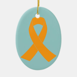 Orange Awareness Ribbon - Leukaemia, MS Ceramic Ornament