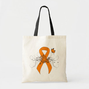 Orange Awareness Ribbon with Butterfly Tote Bag