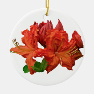 Orange Azalea Blossoms Ceramic Tree Decoration