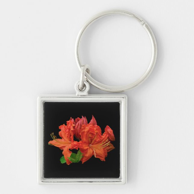 Orange Azalea Blossoms Key Ring (Front)