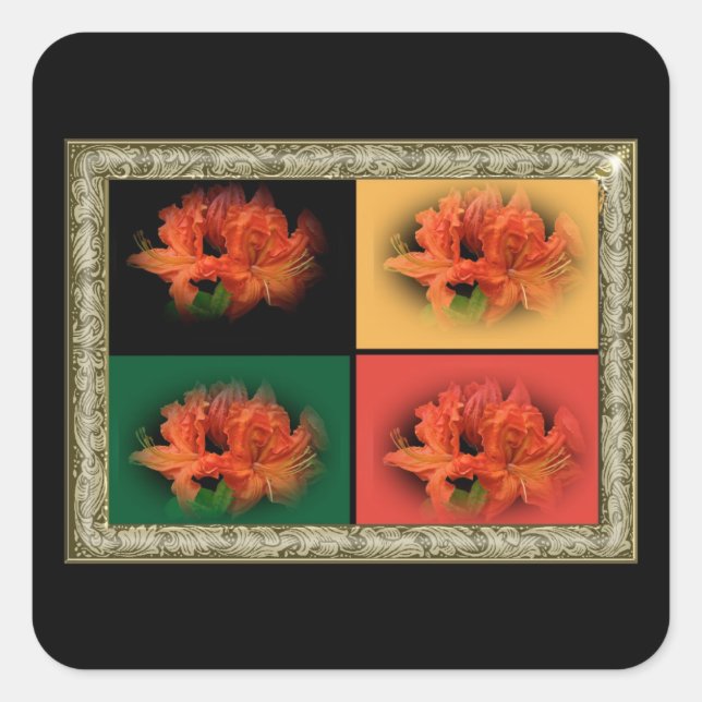 Orange Azaleas Square Sticker (Front)