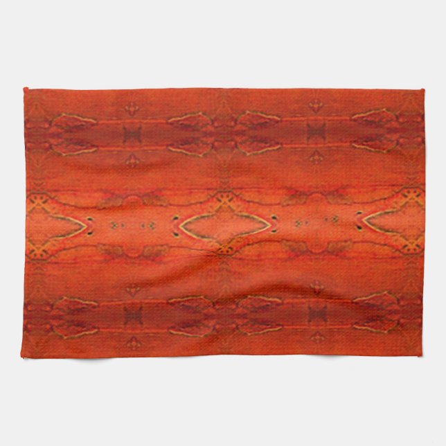 Orange Aztec Pattern2.0 Tea Towel (Horizontal)