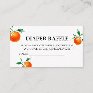 Orange Baby Shower, Baby Shower Diaper Raffle Enclosure Card
