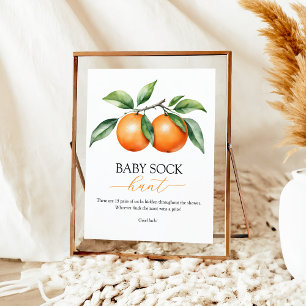 Orange Baby Shower Baby Sock Hunt Sign