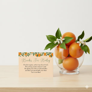 Orange Baby Shower Books For Baby Enclosure Card
