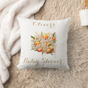 Orange Baby Shower Gender Neutral Citrus Cushion