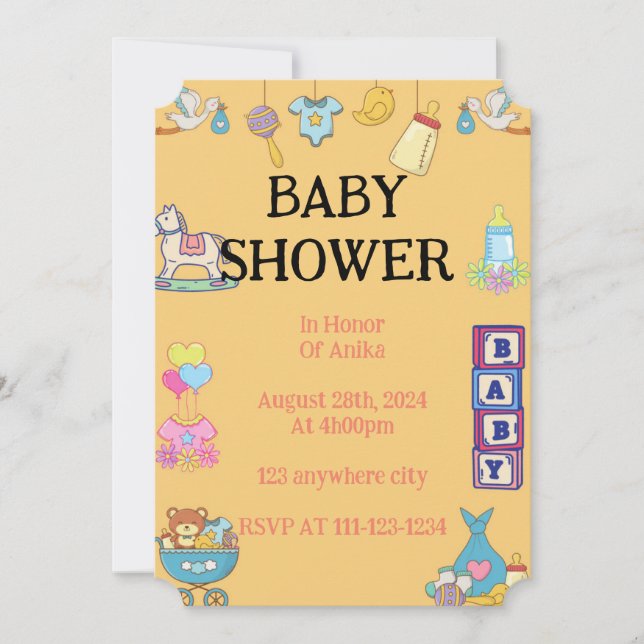 ORANGE BABY SHOWER INVITATION (Front)