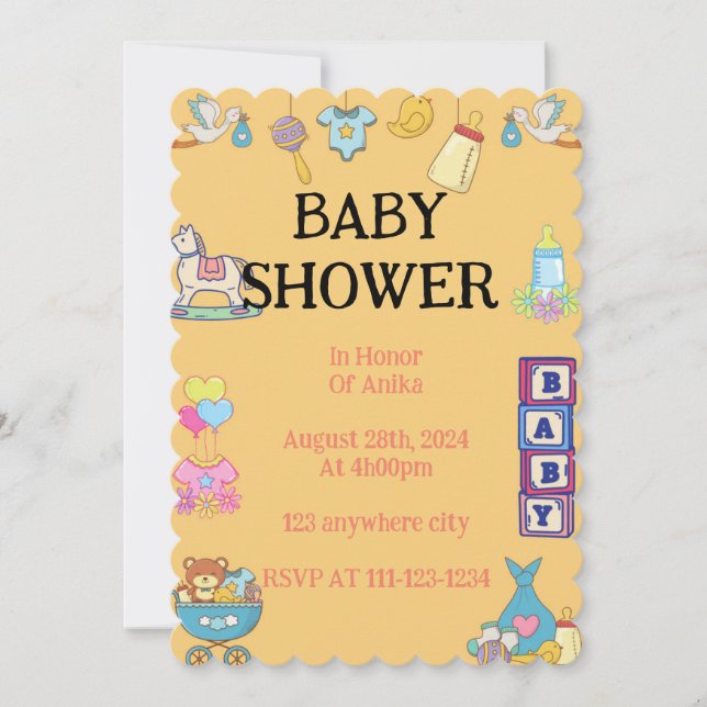 ORANGE BABY SHOWER INVITATION (Front)