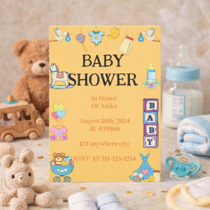 Orange baby shower invitation 