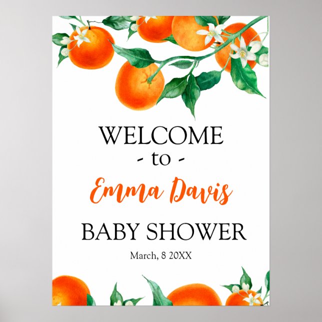 Orange Baby Shower Welcome Sign Template (Front)